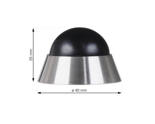 Türstopper aus Edelstahl und Gummi mit den Maßen 25 mm Höhe und 40 mm Durchmesser