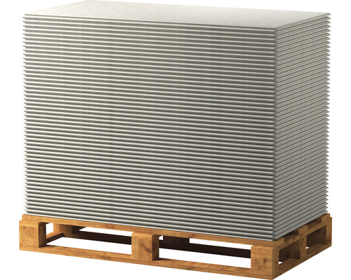Stapel Gipskartonplatten auf Holzpalette