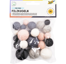 Filzkugeln aus Merinowolle, 25 Stück im Set