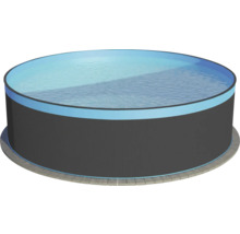 Aufstellpool Stahlwandpool-Set Planet Pool rund Ø 450x120 cm inkl. Sandfilteranlage, Leiter & Skimmer anthrazit mit Overlap-Folie blau-thumb-1