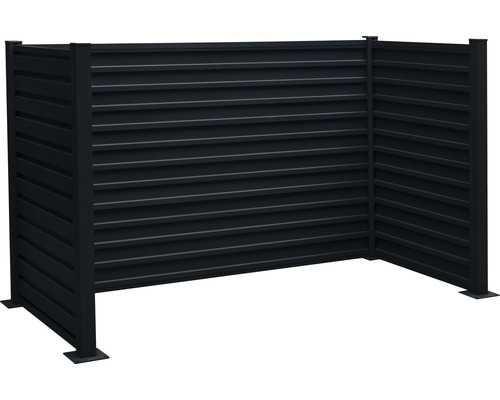 Mülltonnenbox aus Metall mit horizontaler Lamellenstruktur