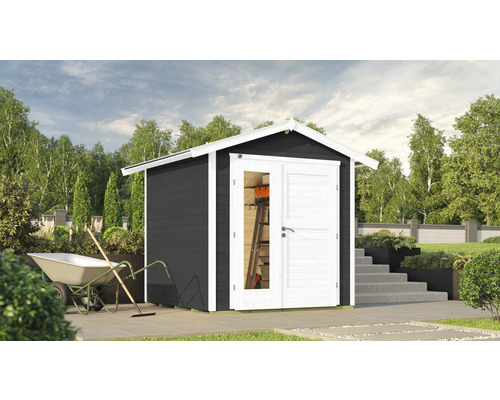 Gartenhaus weka 224 A Gr. 1 inkl. Fußboden 260 x 233 cm anthrazit Gartenhaus mit Doppeltür und Fenster im Garten