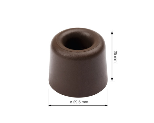 Brauner Türstopper aus Gummi, Durchmesser 29,5 mm, Höhe 25 mm