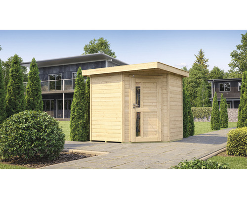 Gartenhaus weka 229 A Gr. 1 inkl. Fußboden 215 x 244 cm natur Holzgartenhaus mit Flachdach im Garten