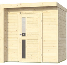 Holzgartenhaus mit Tür und Fenstern