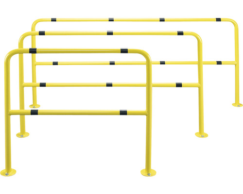 Schutzbügel SB L1 Stahl gelb/schwarz 1000x1000 mm Drei gelbe Anfahrschutzbügel aus Stahl mit Montageplatten