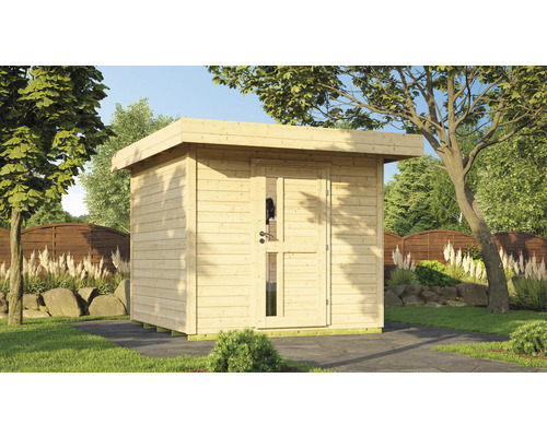 Gartenhaus weka DH 172 Gr. 2 inkl. Fußboden 275 x 375 cm natur Gartenhaus aus Holz mit Doppeltür in einem Garten