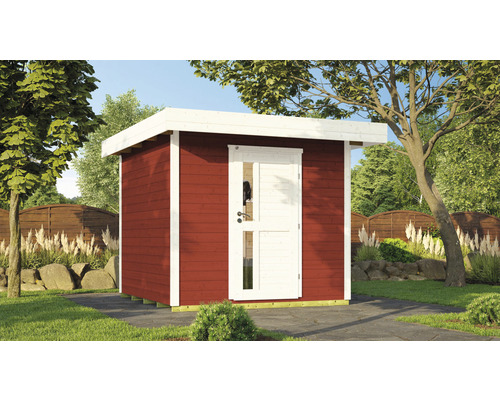 Gartenhaus weka DH 172 Gr. 2 inkl. Fußboden 275 x 375 cm rot Gartenhaus aus Holz mit Tür