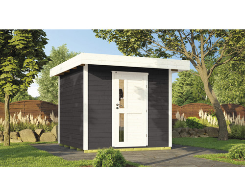 Gartenhaus weka DH 172 Gr. 2 inkl. Fußboden 275 x 375 cm anthrazit Gartenhaus aus Holz mit Tür im Garten