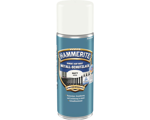 Hammerite Metall Schutzlack Spray matt weiß 400 ml Hammerite Metall Schutzlack in Spraydose, direkt auf Rost