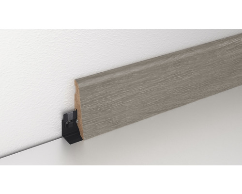 Sockelleiste mit Montageclip zur Bodenbefestigung