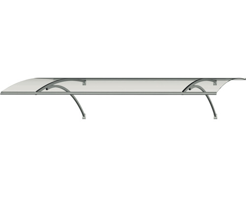 Vordach mit Trägern aus Metall und transparenter Abdeckung