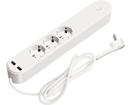 essentials Smart Home 3-fach Steckdosenleiste USB weiß 1,5 m mit Flachstecker Steckdosenleiste mit drei Steckdosen und zwei USB Anschlüssen