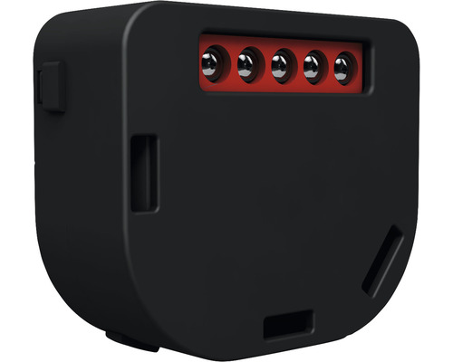 Schwarzes Smart Home Relais mit fünf Anschlüssen