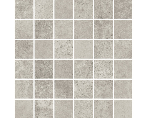 Feinsteinzeug Mosaik Montreal Silver matt 30 x 30 cm Quadratische Fliesen mit Steinoptik