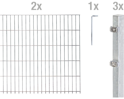 Doppelstabmattenset ALBERTS 6/5/6 400 x 140 cm feuerverzinkt