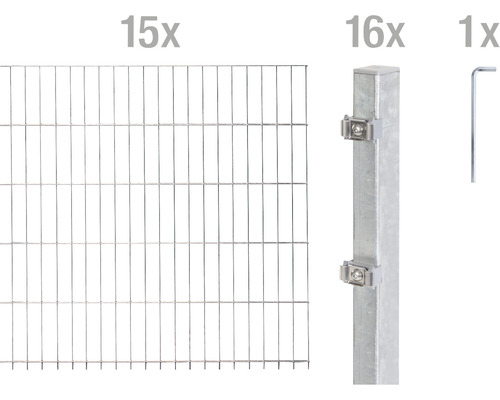 Doppelstabmattenset ALBERTS 6/5/6 3000 x 140 cm feuerverzinkt