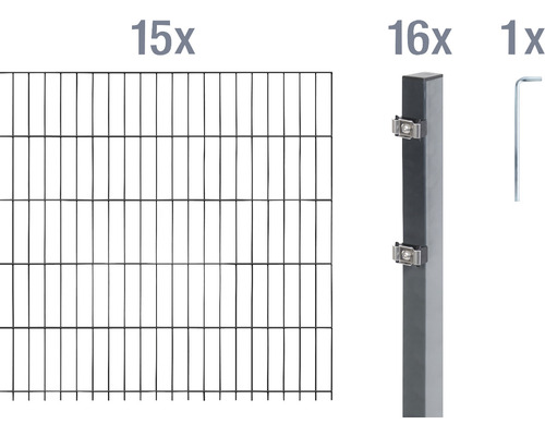 Doppelstabmattenset ALBERTS Typ 6/5/6 3000 x 160 cm anthrazit Doppelstabmattenset ALBERTS Typ 6/5/6 3000 x 160 cm anthrazit