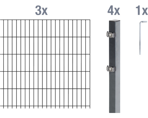 Doppelstabmattenset ALBERTS Typ 6/5/6 600 x 160 cm anthrazit Doppelstabmattenset ALBERTS Typ 6/5/6 600 x 160 cm anthrazit