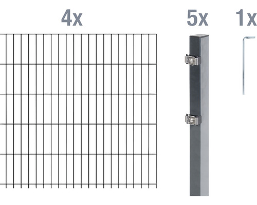 Doppelstabmattenset ALBERTS Typ 6/5/6 800 x 160 cm anthrazit Doppelstabmattenset ALBERTS Typ 6/5/6 800 x 160 cm anthrazit