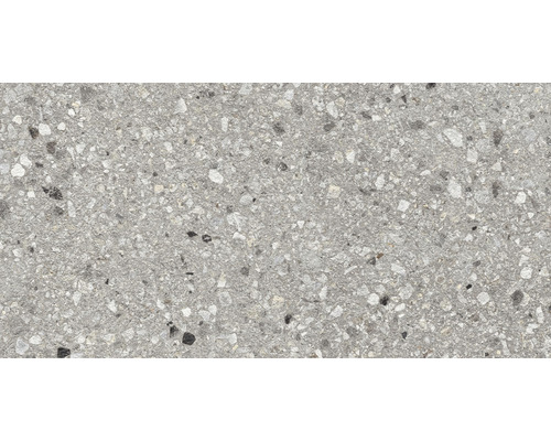Handmuster zu FLAIRSTONE Feinsteinzeug Terrazzo Grigio 20 cm x 20 cm Graue Feinsteinzeugfliese mit Steindekor