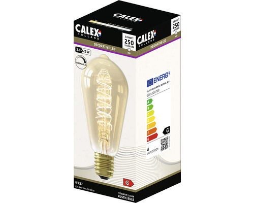 LED Lampe ST64 dimmbar E27/3,8W gold 250 lm 2100 K warmweiß Calex Spiral Filament Calex LED Lampe 3,8 Watt E27 Fassung