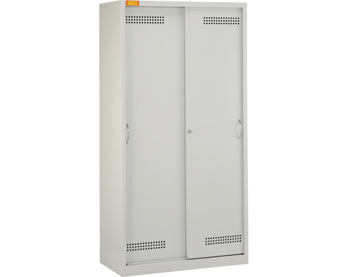 Stahlschrank mit Schiebetüren und Belüftungslöchern