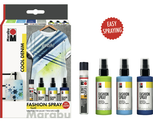 Marabu Fashion Spray Textilfarben Set Cool Denim