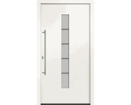 Haustür Sydney weiß 1000 x 2000 mm DIN Links Weiße Haustür mit Glaseinsatz und Griff