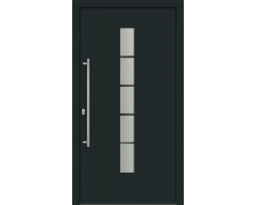 Haustür Sydney weiß/anthrazit 1000 x 2000 mm DIN Links Moderne Haustür mit senkrechtem Glaseinsatz und Edelstahlgriff