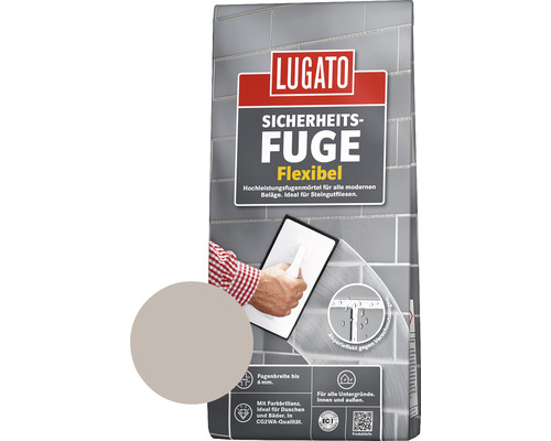 Lugato Fugenmörtel Sicherheitsfuge Flexibel grau 5 kg Lugato Sicherheitsfuge Flexibel Fugenmörtel Verpackung