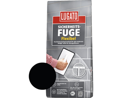 Lugato Fugenmörtel Sicherheitsfuge Flexibel schwarz 5 kg Lugato Sicherheitsfuge flexibel Fugenmörtel Packung