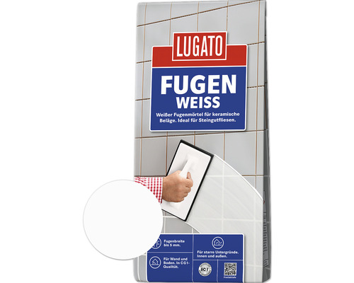 Lugato Fugenmörtel Fugenweiss für keramische Beläge weiss 1 kg