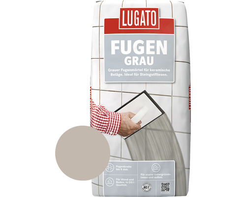 Lugato Fugenmörtel Fugengrau für keramische Beläge grau 20 Kg