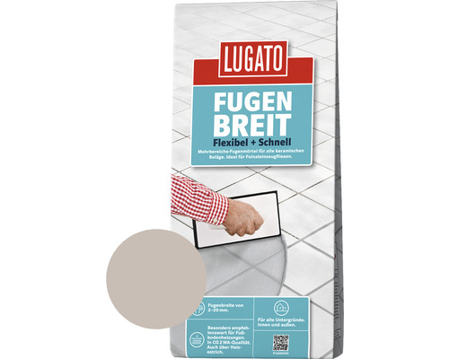 Lugato Fugenmörtel Fugenbreit Flexibel + Schnell grau 5 kg Lugato Fugen Breit flexibler Fugenmörtel Sack
