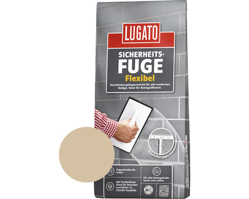 Lugato Fugenmörtel Sicherheitsfuge Flexibel bahamabeige 1 kg Lugato Sicherheitsfuge Flexibel Hochleistungsfugenmörtel Verpackung