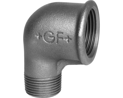 Georg Fischer +GF+ Winkel 90 ° Temperguss Nr.92 1/2 " IG x 3/8 " AG Winkelstück mit Innengewinde und Außengewinde