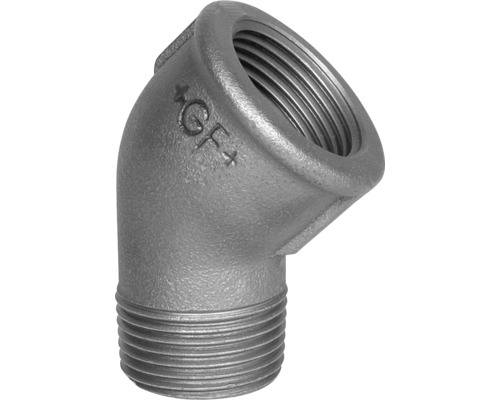 Georg Fischer +GF+ Winkel 45 ° Temperguss Nr.121 3/8 " IG x 3/8 " AG Winkeleisen aus Temperguss, 45 Grad