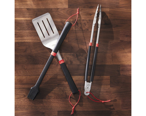 Grillbesteck-Set mit Wender, Zange und Grillpinsel