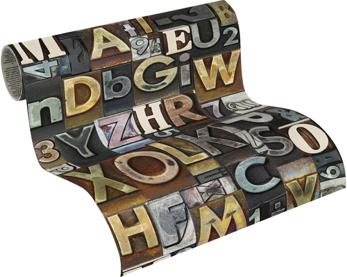 Tapetenrolle mit Buchstabenmotiv