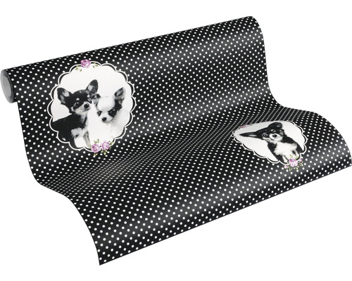 Tapete mit Punktmuster und Chihuahua-Motiven