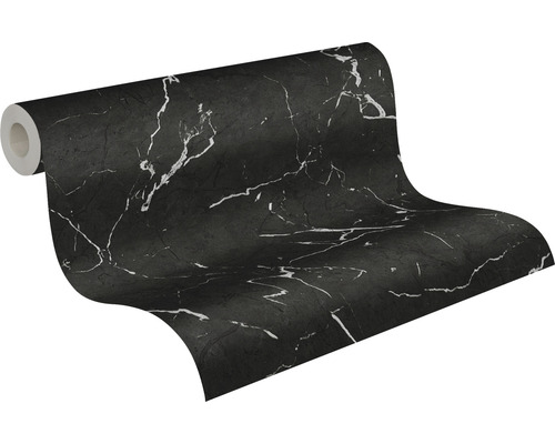 Tapetenrolle mit Marmoroptik in Schwarz und Weiß