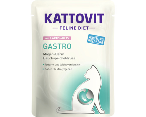 Katzenfutter nass KATTOVIT Gastro Lachs & Reis 85 g