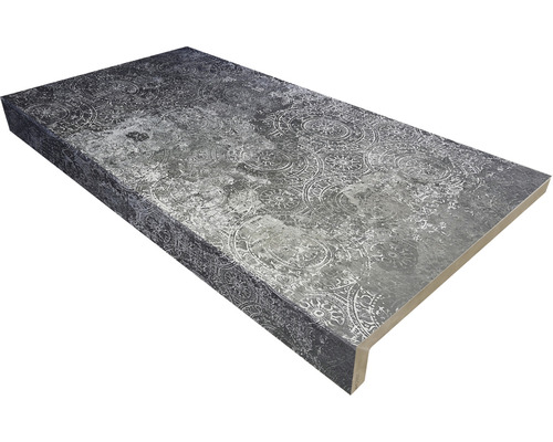 Poolumrandung Beckenrandstein Persian Black L-Form 30 cm x 60 cm Dekorative Arbeitsplatte mit Muster