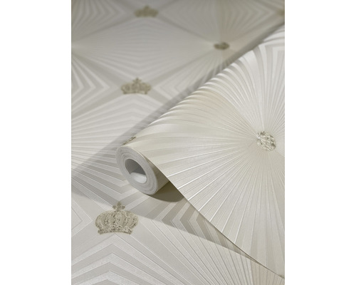 Tapetenrolle mit Kronen und geometrischen Mustern