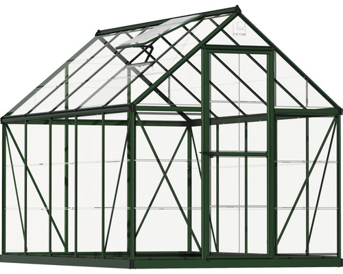Gewächshaus mit Stahlrahmen und Glasplatten