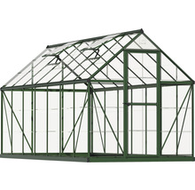 Gewächshaus Harmony 6x14 Polycarbonatplatten 0,7 mm inkl. Fundamentrahmen 426 x 185 cm grün