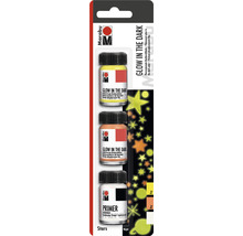 Marabu Glow in the Dark Farben-Set mit Primer und fluoreszierender Nachtleuchtfarbe