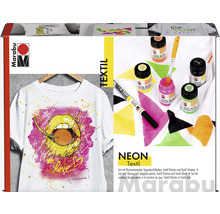 Marabu Neon Textil Set mit Textilstiften und Textilfarbe