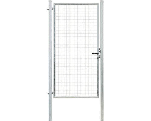 Wellengitter-Einzeltor ALBERTS 102 x 200 cm inkl. Pfosten 6 x 6 cm feuerverzinkt Gartentür aus Metall mit Griff und Maschendrahtfüllung